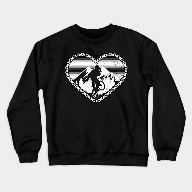 Mountain Bike Shirt | Vintage Heart Chain Gift Crewneck Sweatshirt by Gawkclothing